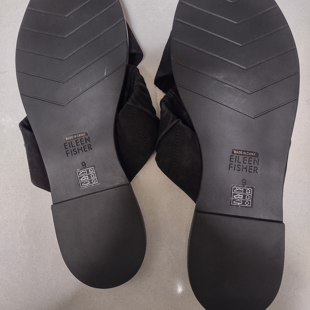 Eileen Fisher black suede leather sandals sz 9 NEW - Picture 2 of 4